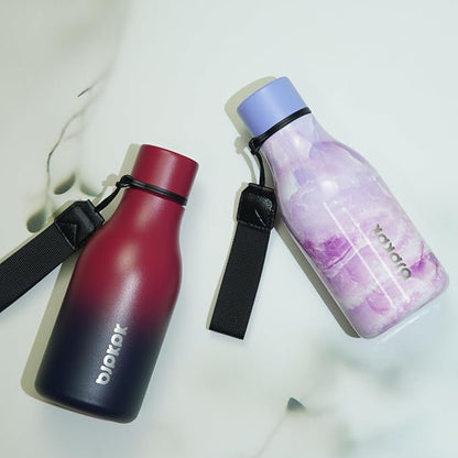 BJPKPK Insulated Water Bottles, 12oz Stainless Steel Metal Water Bottle with Strap, BPA Free Leak Proof Thermos, Mugs, Flasks, Reusable Water Bottle for Sports & Travel, Sea