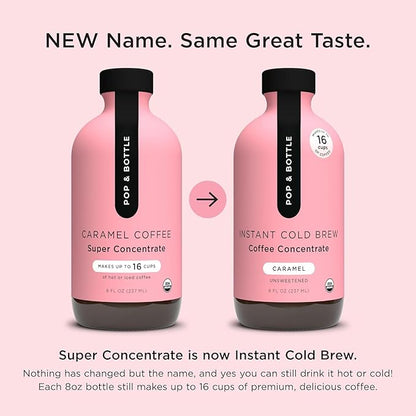 Pop & Bottle Organic Cold Brew Coffee Concentrate - Iced Coffee Concentrate Liquid for At Home, Dairy Free, Makes Up to 16 Cups - Vanilla & Caramel, 8 fl oz (Mixed 2 Pack)