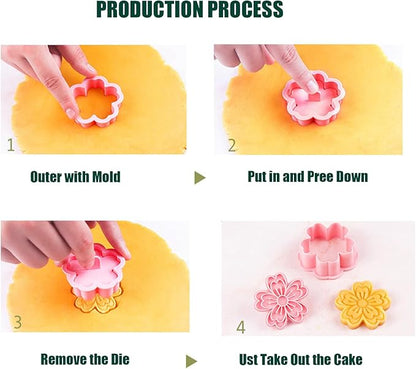 8PCS Flowers Cookie Cutter Sets Daisy Rose Cookie Cutters with Plunger Stamps Sun Flower 3D Plastic Pressable Biscuit Molds Cake Cooie Baking DIY Supplies (A8)