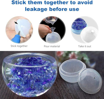 EuTengHao 18Pcs DIY Silicone Resin Casting Molds Tools Set Includes 6 Resin Casting Molds Large Clear Silicone Molds 2 Measurement Cup 10 Wood Sticks for DIY Home Decoration