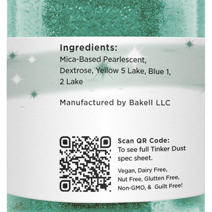 BAKELL Emerald Green Edible Glitter, 50 Grams | TINKER DUST Edible Glitter | KOSHER Certified | 100% Edible Glitter | Cakes, Cupcakes, Cake Pops, Drinks, Dessert Vegan Glitter & Dusts (50g, Emerald Green)
