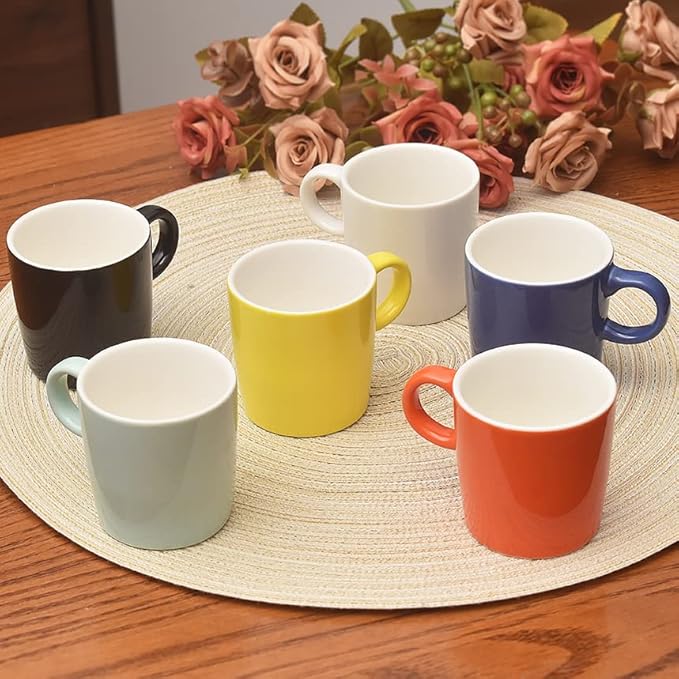 homEdge Mini Procelain Espresso Cup, 4 Ounces / 120 ml Tiny Coffee Mugs Ceramic Demitasse for Espresso, Tea- Set of 6, Assorted Color