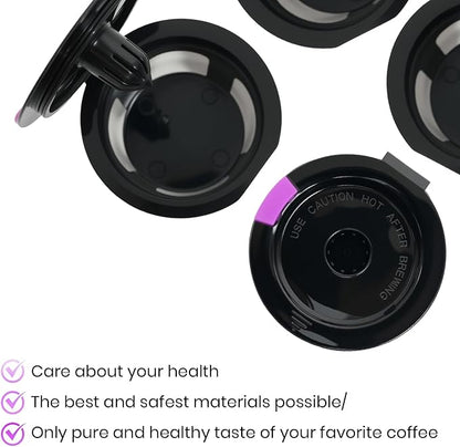 4-Pack Roogaluckeep Reusable K Cup for Keurig, Black BPA Free Refillable K-Cup Pod Coffee Filters, Universal Fit Refillable Coffee Filters for 1.0 and 2.0 Keurig Coffee Makers