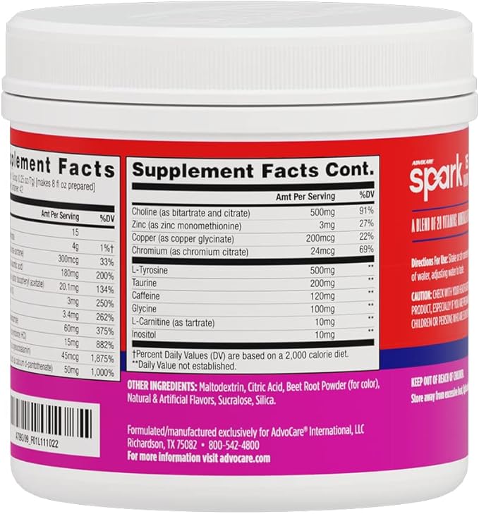 AdvoCare Spark - Energy Drink Mix - Vitamin & Amino Acid Supplement - Supports Energy & Focus - Portable Immune Support - Sugar-Free - Fruit Punch, (10.5 oz)