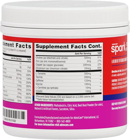 AdvoCare Spark - Energy Drink Mix - Vitamin & Amino Acid Supplement - Supports Energy & Focus - Portable Immune Support - Sugar-Free - Fruit Punch, (10.5 oz)