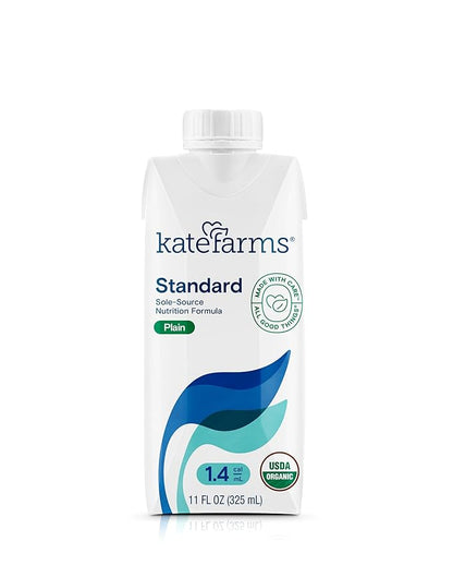 KATE FARMS Organic 1.4 High Calorie Nutrition Shake, Plain, 20g Protein, 27 Vitamins and Minerals, Meal Replacement, Protein Shake. 11 oz (12 Pack)