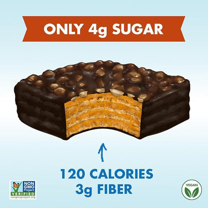 Rip Van Keto Wafer Cookies - Healthy Snacks - Non GMO Snack - Keto Snacks - Low Carb, Low Sugar (2g), Low Calorie and Vegan Snack - 16 Count (Dark Chocolate Peanut Butter)
