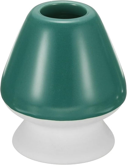 HARFINGTON Ceramic Chasen Stand 73mm Matcha Whisk Holder Teas Set Whisks Stand Traditional Matcha Tea Chasen Holder Tea Set Accessories for Tea Tasting, Dark Green