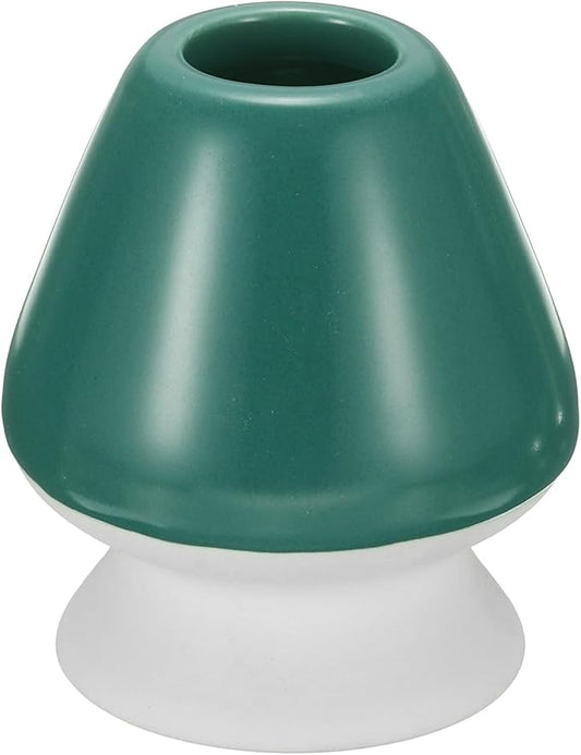 HARFINGTON Ceramic Chasen Stand 73mm Matcha Whisk Holder Teas Set Whisks Stand Traditional Matcha Tea Chasen Holder Tea Set Accessories for Tea Tasting, Dark Green