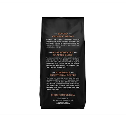 Shock Coffee Naturally Bold | Extra High Caffeine Strong Coffee | Medium Dark Roast Whole Bean | Premium Arabica | 8 ounce