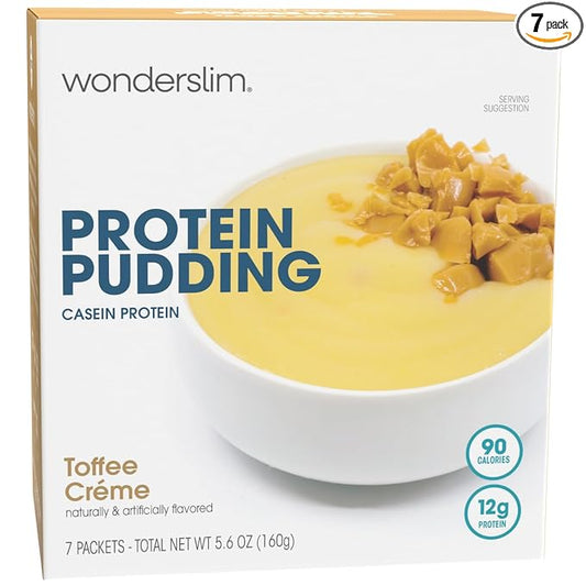WonderSlim Protein Pudding, Toffee Cream, Gluten Free, Low Carb (7ct)