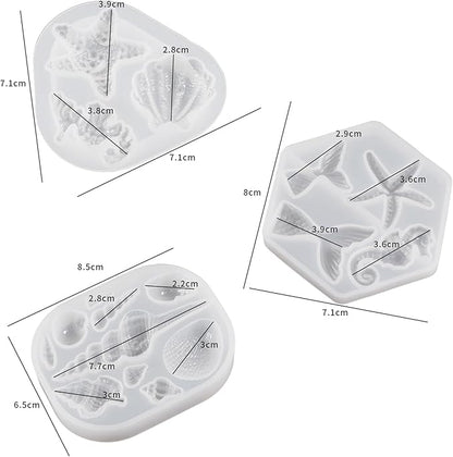 3-Pack Animal & Fish Mold Set - Shell, Clay & Silicone Molds for Resin Casting & Candle Making