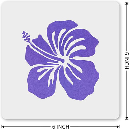 MAGJUCHE Hibiscus Stencil 6 Inches, Reusable Spring Flower Stencil for Painting DIY Crafts Decor