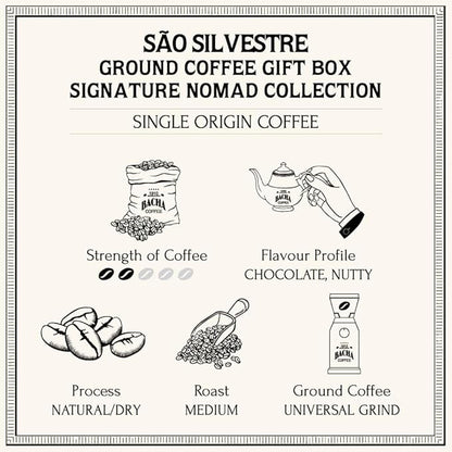 Bacha Coffee | São Silvestre Single Origin Signature Nomad Collection, Medium Roast, 100% Arabica Specialty Coffee, Ground Beans, 250g