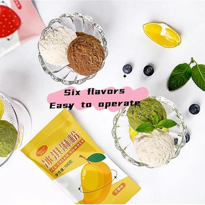 Ice Cream Mix， Kits for Home Ice Cream Makers, Ready in 30 Minutes. 100g Bags, 3.5 Ounces, Six Flavors (Pack of 6) Good Gifts for Christmas Halloween Birthday Party