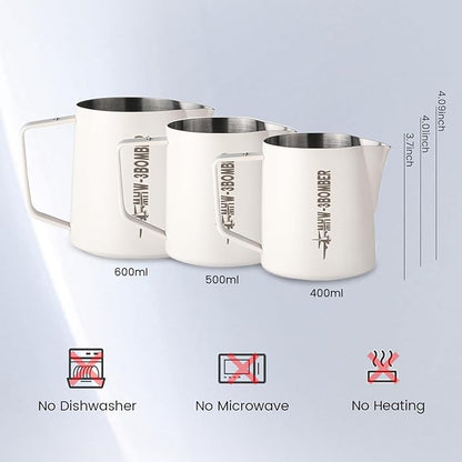 MHW-3BOMBER Espresso Steaming Pitcher Milk Frothing Pitcher Stainless Steel Milk Coffee Cappuccino Latte Art Barista Cup 13.5oz/400ml P5019W