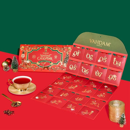 Limited Edition - Advent Calendar 2025 Folding Gift Box | 24 Unique Loose Leaf Teas - Holiday Gift Pack | Christmas Advent Calendar 2025 for Adults, Advent Calendar 2025 Adult Women and Men | VAHDAM