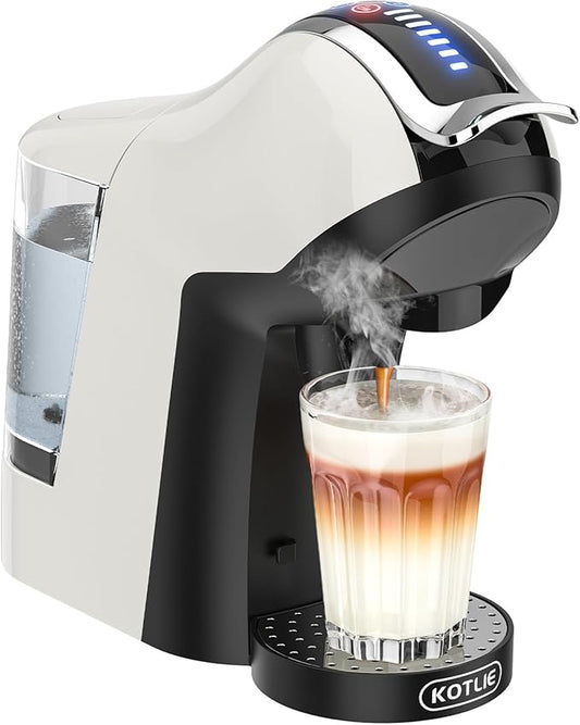 KOTLIE Hot&Cold brewing Single Serve Coffee Maker for K*eurig K*cup, Small Espresso Coffee Machine for D*olce G*usto/N*es Original/Ground Coffee/44mm ESE,Adjustable TEMP&Water Volume, 1L Water Tank