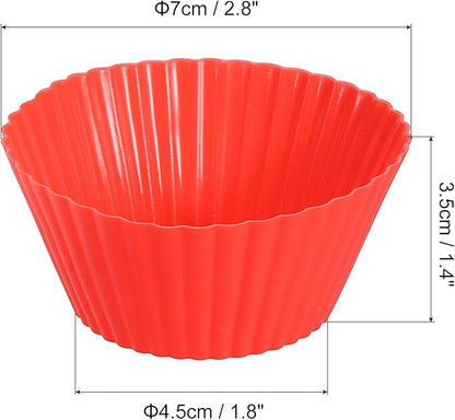 uxcell 18Pcs Silicone Cupcake Liners, Non-Stick Baking Cups, for Cooking Eggs, Baking Muffins and Make a Cake(Red)