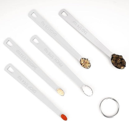 Mini Measuring Spoon Set, Heavy Duty Stainless Steel Measuring Spoons for Cooking Baking, Tablespoon Teaspoon for Dry or Liquid Ingredients, Fits in Spice Jar, 1/64 1/32 1/16 1/8 1/4 tsp