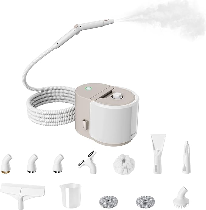 Newbealer Heavy-Duty Steam Cleaner for Home, Stainless Steel Boiler, 12-Piece Accessory Kit, Max 5 Bar Pressure, Multi-Purpose Steamer for Floors, Cars, Furniture, Upholstery, and More
