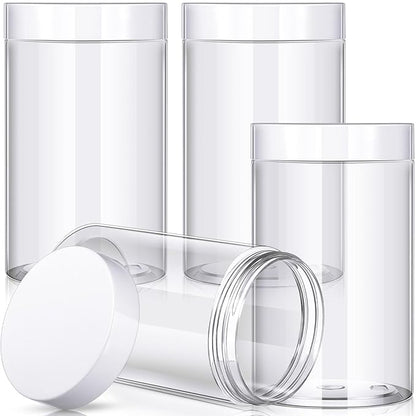 Patelai 4 Pieces Round Wide-mouth Leak Proof Plastic Container Jars with Lids for Travel Storage Makeup Beauty Products Face Creams Oils Salves Ointments DIY Making(32 Ounce,White)