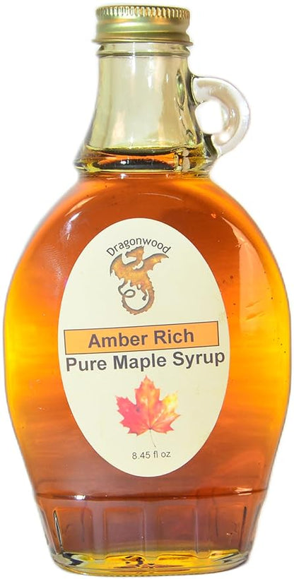 Pure Maple Syrup - Amber Color And Rich Taste Grade - For Pancakes and Waffles - By Dragonwood (8 fl oz)