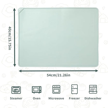 Silicone Baking Mat - Extra Thick Non-Stick Pastry Mat with Measurement Markings, 21"x15" Non-Slip Silicone Pad with Raised Edges (Light Green)
