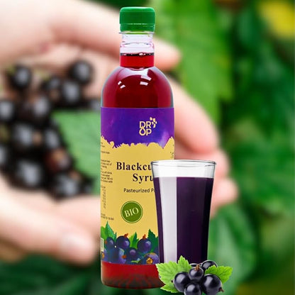 DROP Pure Organic Blackcurrant Flavor Bio Syrup-16.9oz (500ml), Natural 30% Concentrate Fruit Syrups,Great For Cocktails,Bevarages,Coffee,Shaved Ice and Ice-Cream,Gluten-Free, NON-GMO Snow Cone Syrup