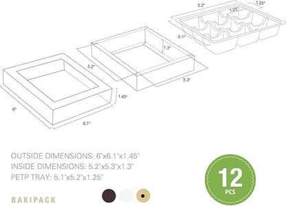 BAKIPACK 12 Truffle Boxes, Chocolates Box, Gold Truffle Gift Packaging with 9-Piece Plastics Tray