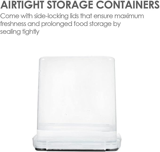 Vtopmart Food Storage Containers 4.3L / 145.4oz, 4 Pieces BPA Free Plastic Airtight Canister for Flour, Sugar, Baking Supplies, with 4 Measuring Cups and 24 Labels, Black