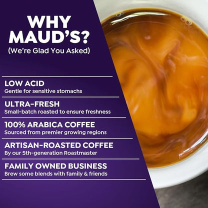 Maud's Huckleberry Flavored Coffee Pods, 18 ct, Medium Roast Flavored Coffee in Recyclable Single Serve Pods – 100% Arabica Beans, Compatible with Keurig K Cups Maker