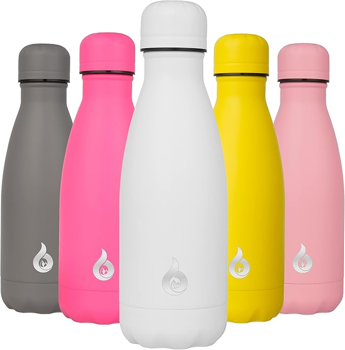 BJPKPK Insulated Water Bottle 12oz Stainless Steel Water Bottles For Travel Keep Cold And Hot,White