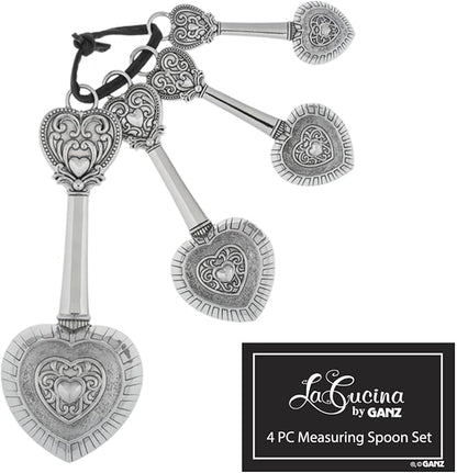 Ganz ER48885 Hearts Zinc Measuring Spoon- 4 piece set