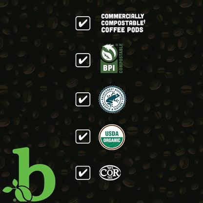 beaniac Organic Full On French Roast, Dark Roast, Single Serve Compostable K Cup Coffee Pods, Organic Arabica Coffee, Keurig Brewer Compatible, 72 Count