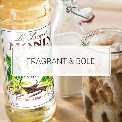 Monin - French Vanilla Syrup, Boxed, Versatile Flavor, Natural Flavors, Great for Coffees, Cocktails, Shakes, and Kids Drinks, Non-GMO, Gluten-Free (1 Liter)