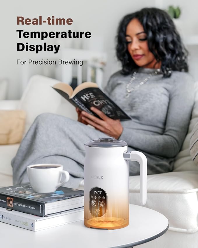 4-in-1 Electric Milk Frother and Steamer with Auto Temperature Control, Warm & Cold Foam Maker, Fast Frother for Coffee, Latte, Hot Chocolate, Cappuccino, Macchiato, White