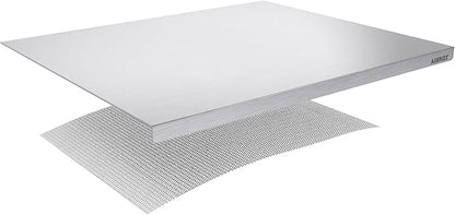 KORVOS Stainless Steel Cutting Board, 15.7" x 11.8" Double-Sided Metal Cutting Board for Kitchen, Chopping Board with Lip&Non-Slip Mat, Easy to Clean, Suitable for Meat, Fruits&Baking