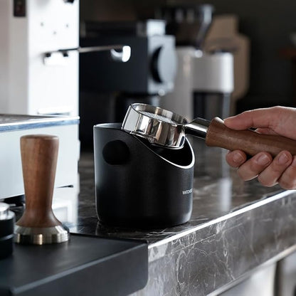 Espresso Knock Box,watchget Coffee Knock Box with Durable Knock Bar Space-Saving Coffee Ground Bin Non-Slip Base, Small Espresso Dump Bin