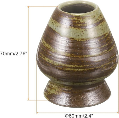 HARFINGTON Ceramic Chasen Stand 70mm Matcha Whisk Holder Teas Set Whisks Stand Traditional Matcha Tea Chasen Holder Tea Set Accessories for Tea Tasting, Brown