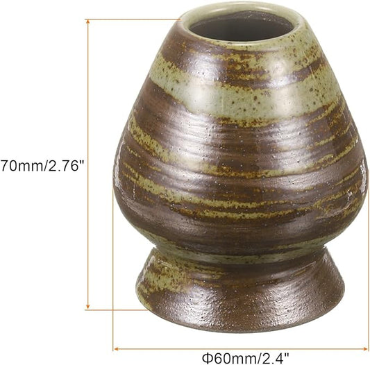 HARFINGTON Ceramic Chasen Stand 70mm Matcha Whisk Holder Teas Set Whisks Stand Traditional Matcha Tea Chasen Holder Tea Set Accessories for Tea Tasting, Brown