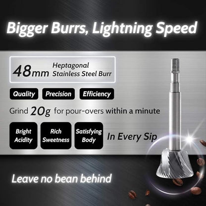 1Zpresso K-Ultra Manual Coffee Grinder Silver with Carrying Case, Assembly Consistency Grind Stainless Steel Conical Burr, Foldable Handle, Numerical External Adjustable Setting, All-Round Grinder