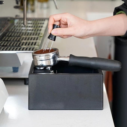 watchget Espresso Knock Box, Coffee Ground Knock Box, Dual Function Storage and Tamping Tool with Non-Slip Base, Made of Durable ABS Plastic, Perfect for Baristas and Coffee Enthusiasts, Black