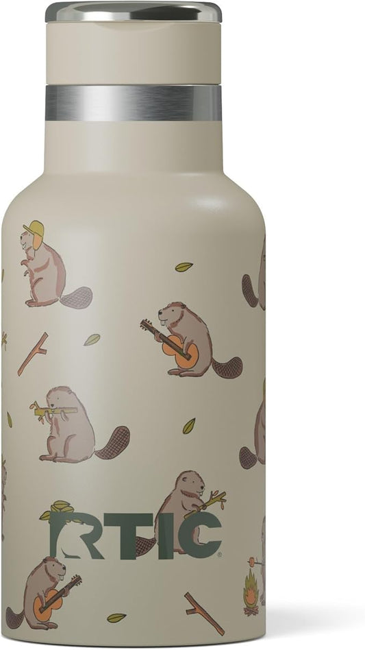 RTIC Little Journey Bottle with Straw, Insulated, Stainless Steel, Metal, Double Wall Vacuum-Insulation, Ceramic-Lined, Leak-Proof Lid, BPA-Free Water Flask for Sports, Travel, Busy Beaver
