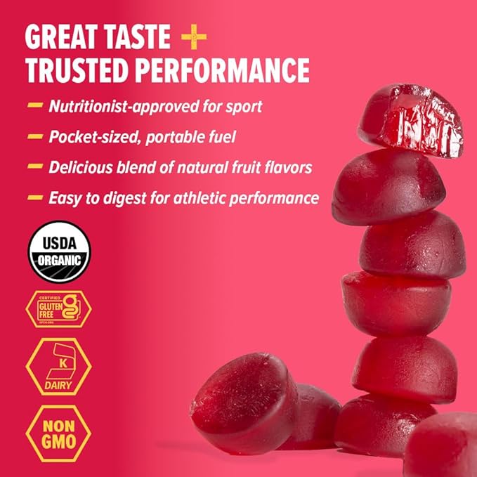 Honey Stinger Organic Cherry Blossom Energy Chew, Gluten Free & Caffeine Free, for Exercise, Running and Performance, Sports Nutrition for Home & Gym, Pre and Mid Workout, 12 Pack, 21.6 Ounce