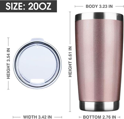 20oz Tumbler Bulk Stainless Steel Vacuum Insulated Tumblers with Lid Double Wall Travel Mug Powder Coated Coffee Cup, Suitable for Ice Drinks and Hot Beverage (Rose gold 12pack)