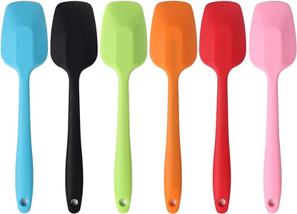 Silicone Spatulas, 8.2 inch Small Rubber Spoon Spatula Heat Resistant Seamless One Piece Design Non-Stick Spoonula Flexible Scrapers Baking Mixing Tool (6 Pcs)