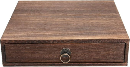 Zerodeko Wooden Tea Box Drawer, Vintage Tea Storage Box Holder, Coffee Sugar Bag Container for Home Office Packet Accessories