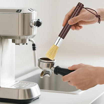 Coffee Grinder Cleaning Brush, Espresso Machine Brush Cleaner Tool with Wooden Handle and Natural Bristles for Barista Home Kitchen