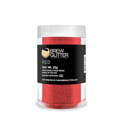 Brew Glitter - Red (25g 1x Shaker Jar) | Edible Glitter For Drinks, Beer and Cocktail Beverages by Bakell